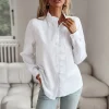 Casual Cross Border Long Sleeved Ruffle Button Shirt Top - Image 14