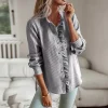 Casual Cross Border Long Sleeved Ruffle Button Shirt Top - Image 2