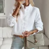 Casual Cross Border Long Sleeved Ruffle Button Shirt Top - Image 13