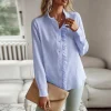Casual Cross Border Long Sleeved Ruffle Button Shirt Top - Image 10