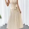 Casual Cross-Border Turn-Down Collar Jacket Long Pleated Skirt Suit - Image 5
