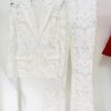 Casual Designer Single Button Zipper Fly Lace Blazer Flare Suit Set - Image 4