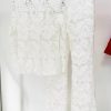Casual Designer Single Button Zipper Fly Lace Blazer Flare Suit Set - Image 5