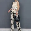 Casual HOLE Print Two Piece Set Loose Short Vest Pants - Image 2
