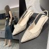Casual Geometric Pointed High Heel Hollow Half Headed Sandals - Image 2