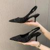 Casual Geometric Pointed High Heel Hollow Half Headed Sandals - Image 4