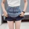 Casual Solid Ruffles High Waist Lined Denim Mini Skirts - Image 2