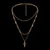 Combination Chain Braid and Sleek Gold Necklaces Cross Charm - Image 3