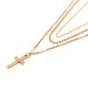 Combination Chain Braid and Sleek Gold Necklaces Cross Charm - Image 4