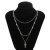 Combination Chain Braid and Sleek Gold Necklaces Cross Charm - Image 5