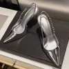 Crystal Metallic Pointy Toe Stiletto Heeled Party Dress Shoes Sandals - Image 4