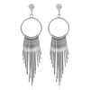 Descending Length Dangling Loop and Rod Earrings Diamond Stud - Image 3