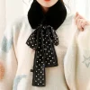 Dot Silk Printed Thicken Fur Neck Collar Warm Scarves - Image 2