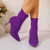 Elastic Sock Stiletto Slip-On Pointed Toe High-heeled Knitted Ankle Boots - Image 2