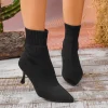 Elastic Sock Stiletto Slip-On Pointed Toe High-heeled Knitted Ankle Boots - Image 13