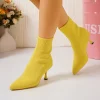 Elastic Sock Stiletto Slip-On Pointed Toe High-heeled Knitted Ankle Boots - Image 6