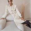Elegant Knit Viscose Long Sleeve Blazer Skirt Two Piece Set - Image 3