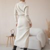 Elegant Knit Viscose Long Sleeve Blazer Skirt Two Piece Set - Image 5