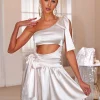 Elegant Lace Up Backless Satin Birthday Party Mini Dress