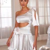 Elegant Lace Up Backless Satin Birthday Party Mini Dress - Image 4