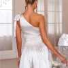 Elegant Lace Up Backless Satin Birthday Party Mini Dress - Image 6