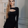 Elegant  Ruffles Bandage Long Flare Sleeve Hollow Out Bodycon Mini Dress - Image 11