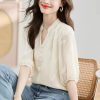 Elegant Short Sleeve Chiffon Lace Loose-fit Slight Stretch Blouse - Image 3