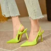 Elegant Slingback Pointed Toe Slip on Thin High Heel Pumps Sandals