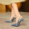 Elegant Slingback Pointed Toe Slip on Thin High Heel Pumps Sandals - Image 5