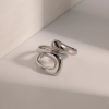 Elegant Stainless Steel Geometric Hollow Layered Wide Ring Jewelry - Image 4