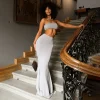 Elegant Strapless Ankle-Length Dress Top and Skirt 2 Piece  Sets