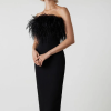 Elegant Strapless Backless Feather Bandage Bodycon Midi Dress - Image 3