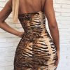 Elegant Tiger Print Spaghetti Strap Slim Skinny Bodycon Mini Dress - Image 3