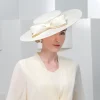 Elegant Wide Brim Big Bow Wedding Cocktail Party Cap - Image 2