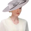 Elegant Wide Brim Big Bow Wedding Cocktail Party Cap - Image 6