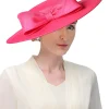 Elegant Wide Brim Big Bow Wedding Cocktail Party Cap - Image 5