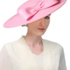 Elegant Wide Brim Big Bow Wedding Cocktail Party Cap - Image 10