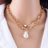 Elegant Zinc Alloy Near Round Pearl Chain Necklace Jewelry - Image 8