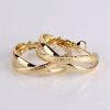 Fashion Matte 2 Layered Hoop Earring 14k Gold Plated - Image 5