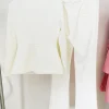 Formal Pearl Button Slim Fit Blazer Flared Pants Designer Suit Set - Image 4