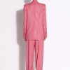 Formal Single Button Striped Diamonds Designer Blazer Pants Suit Set - Image 2