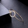 Knotted Arrow Open Circle of Rhinestones Open Pearls Four Piece Bracelet Set - Image 5
