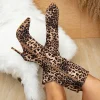 Leopard Print Pointed Toe Zipper Long Knee-High Boots - Image 3