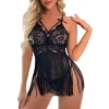 Lingerie See Through Sleepwear Floral Mesh Lace Night Dress - Image 2