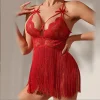 Lingerie See Through Sleepwear Floral Mesh Lace Night Dress - Image 6