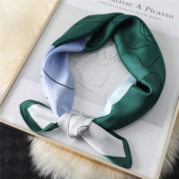 Design Print Lady Square Silk Scarf - Image 3