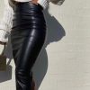 PU High Waist Gown Elegant And Vintage Streetwear Midi Skirt - Image 8