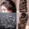 Pearl Crystal Wedding Hair Vine Jewelry - Image 3