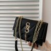 Metal Tassel Ornament Small Square Plaid Stitching Crossbody Bag - Image 2