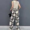 Casual HOLE Print Two Piece Set Loose Short Vest Pants - Image 5